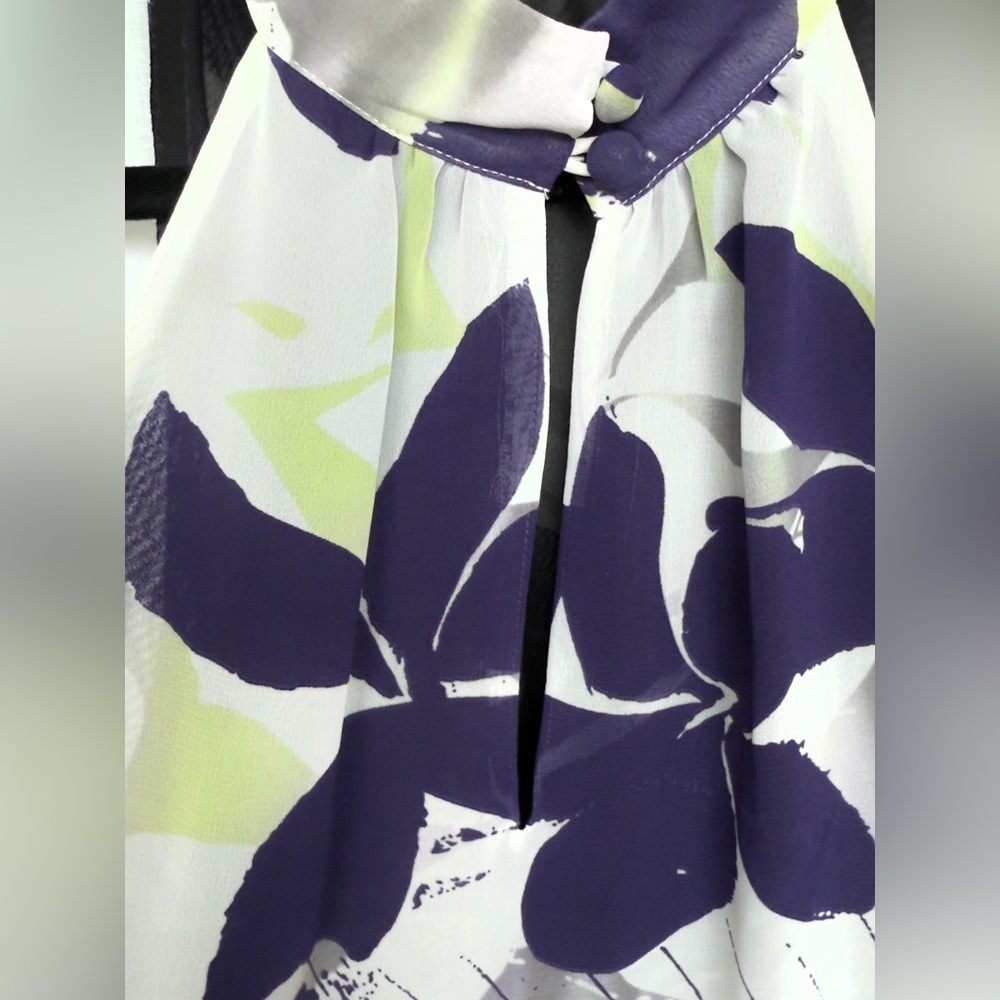 Kenneth Cole NY High Collar Lined Floral Swing Sleeveless Blouse, Size 14 P - Picture 5 of 7